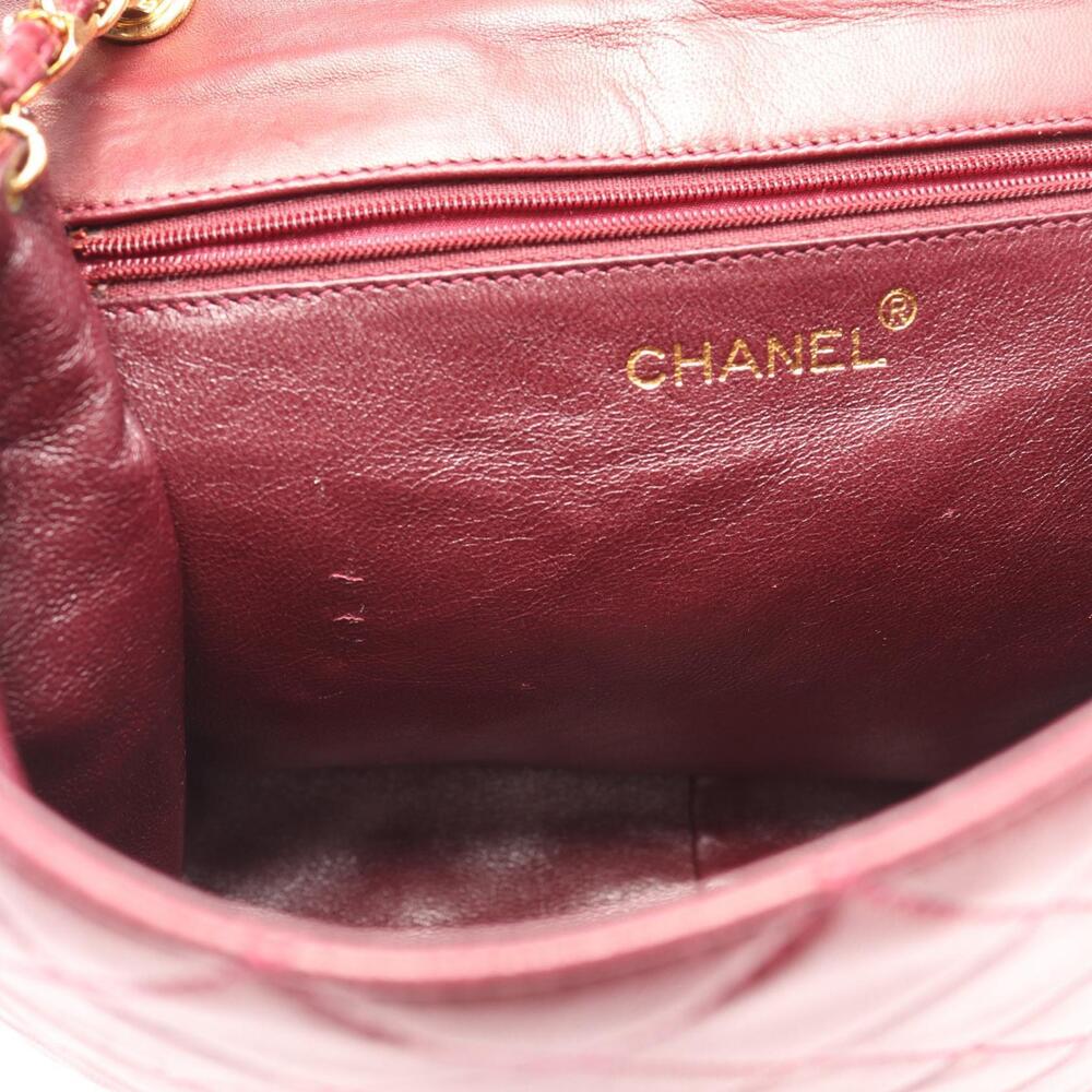 Chanel Matelasse Shoulder Bag Lambskin Sheepskin Leather Bordeaux Purple - Picture 5 of 8